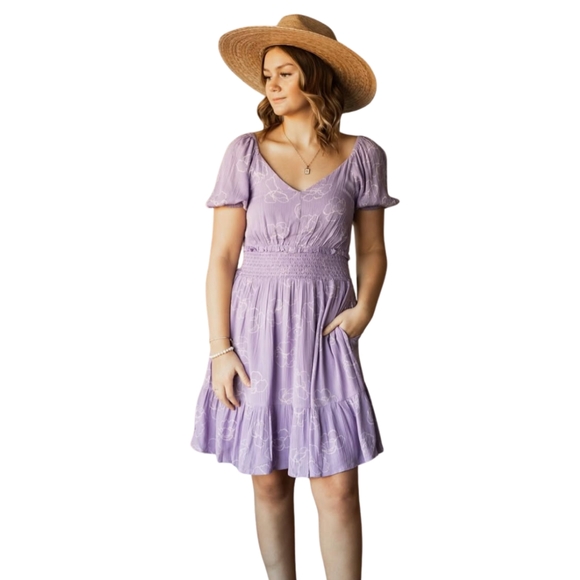 Dex Dresses & Skirts - Dex Purple Ruched Mini Sundress